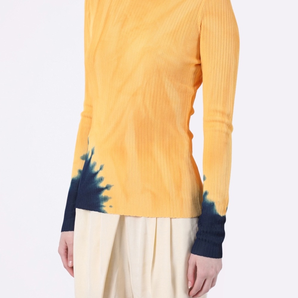 Proenza Schouler Yellow and Navy Long Sleeve Top